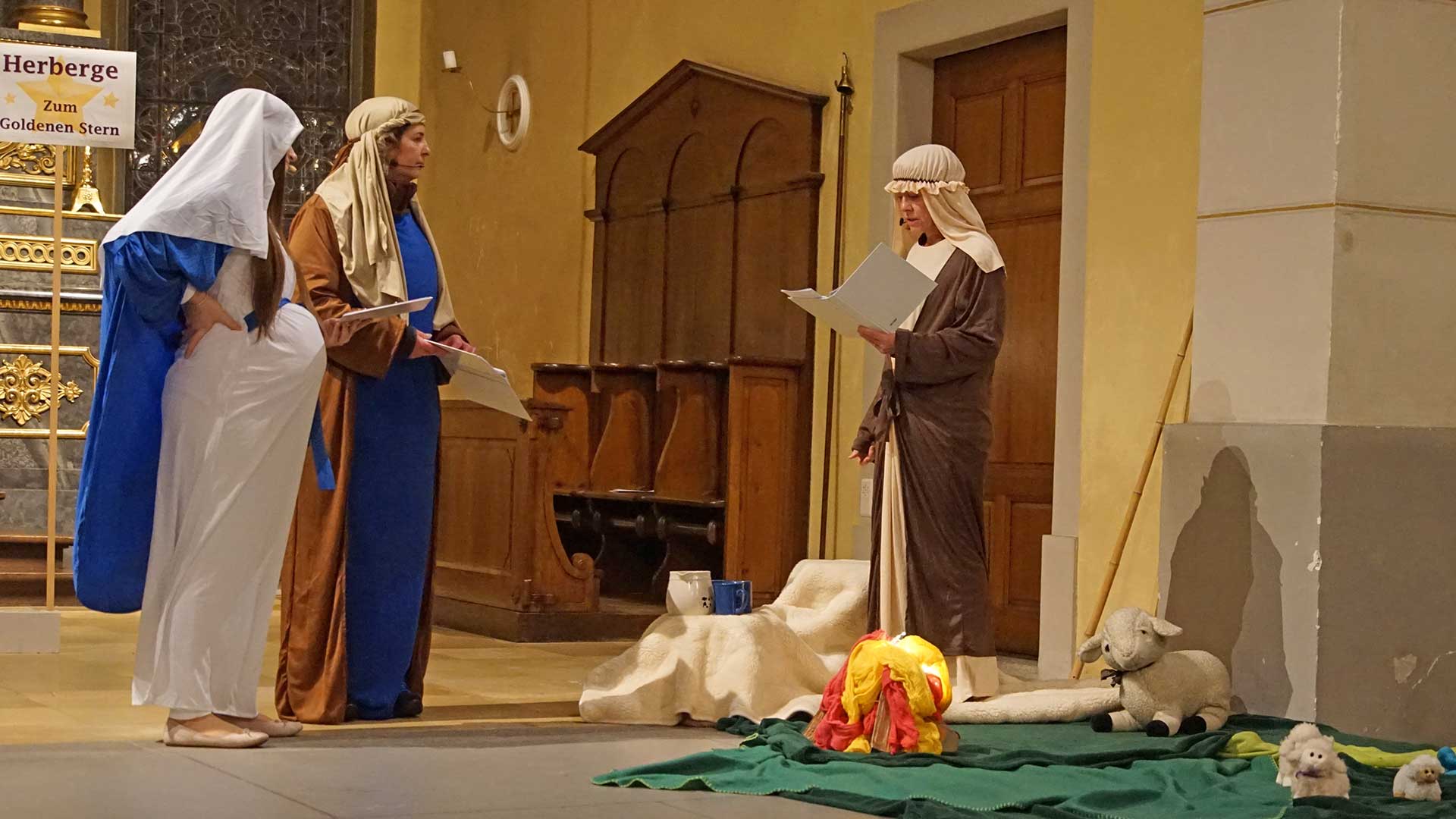 Maria und Josef beim Hirten